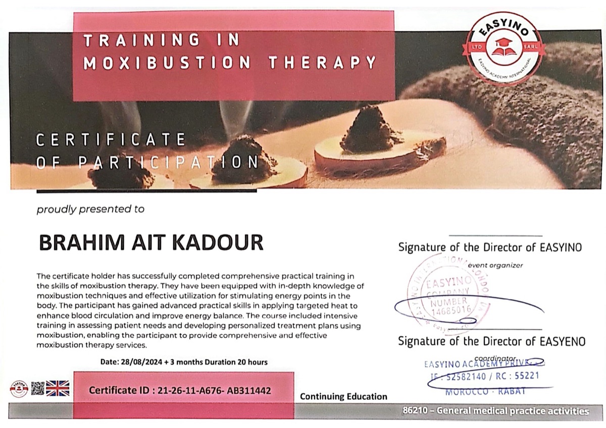 Certificat EASYINO Moxibustion 2024